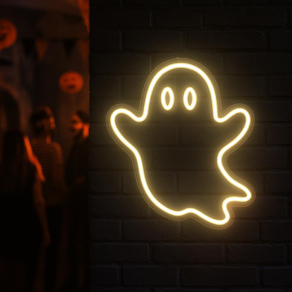 Ghost Neon Sign. Halloween Light. Themed Led Sign. Gift Idea for a