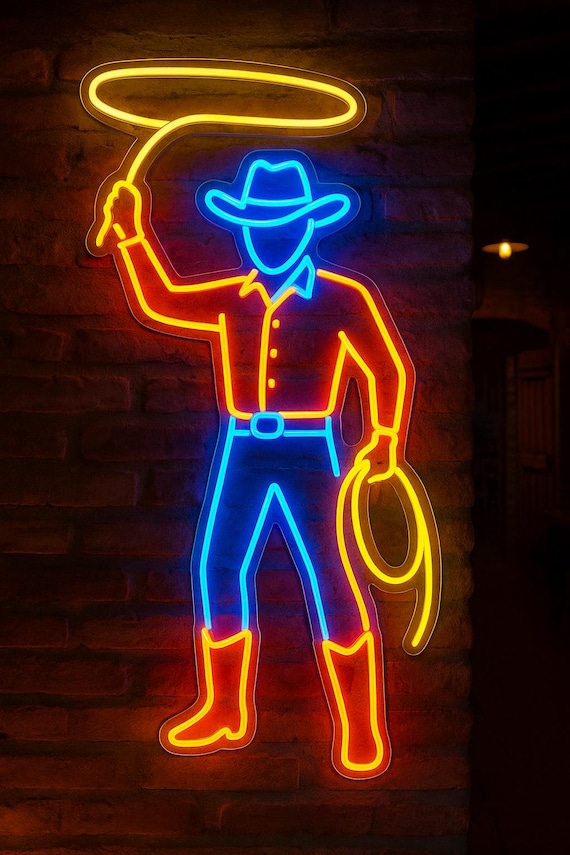 Cowboy Neon Sign. LED Western Decor. Wild West Led Sign. Cowboy