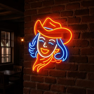 Cowgirl neon sign, girl in a cowboy hat led, western neon, rodeo light sign, custom western decor, cowgirl neon decoration, country sign