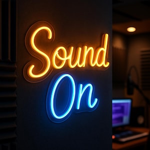 Music Studio Neon Sign. Recording in Progress, Sound On, Microphone ...
