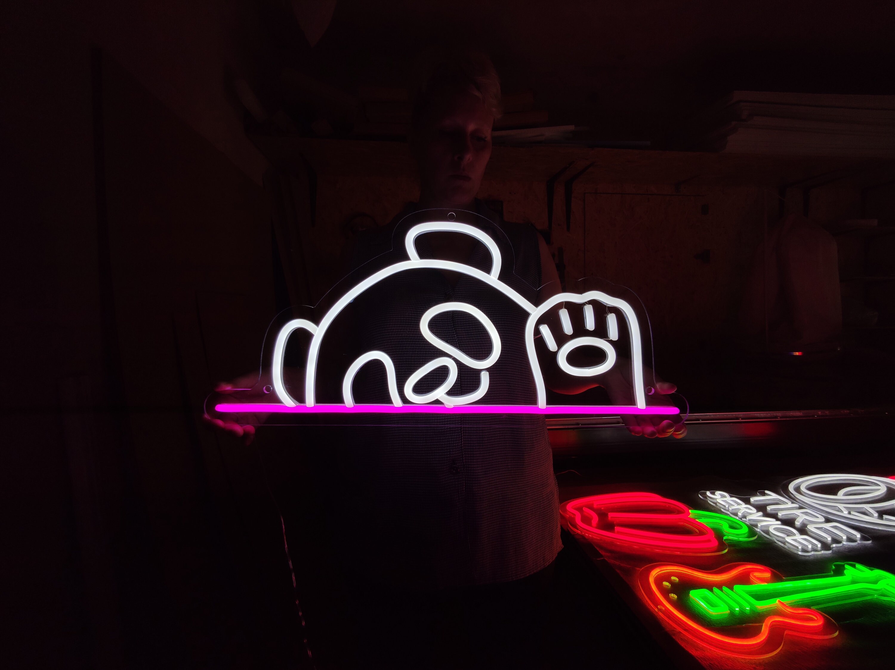 Panda Neon Sign, Panda Waves Neon Light, Animal Led Light
