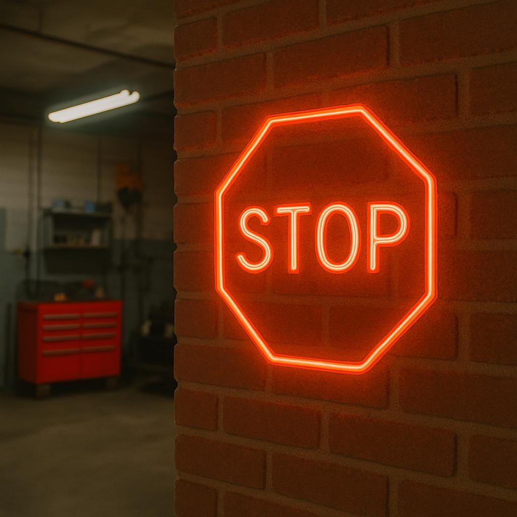 Road Signs Neon Sign. Road Work Ahead , Do Not Enter, Yield, No