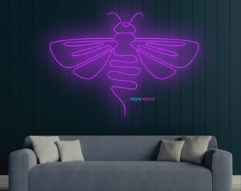 Insegna Luminosa A LED A Forma Di Ape Per Parete | 42x32 Cm Con Dimmer | Luce Al Neon In Silicone Con Cavo USB - 2
