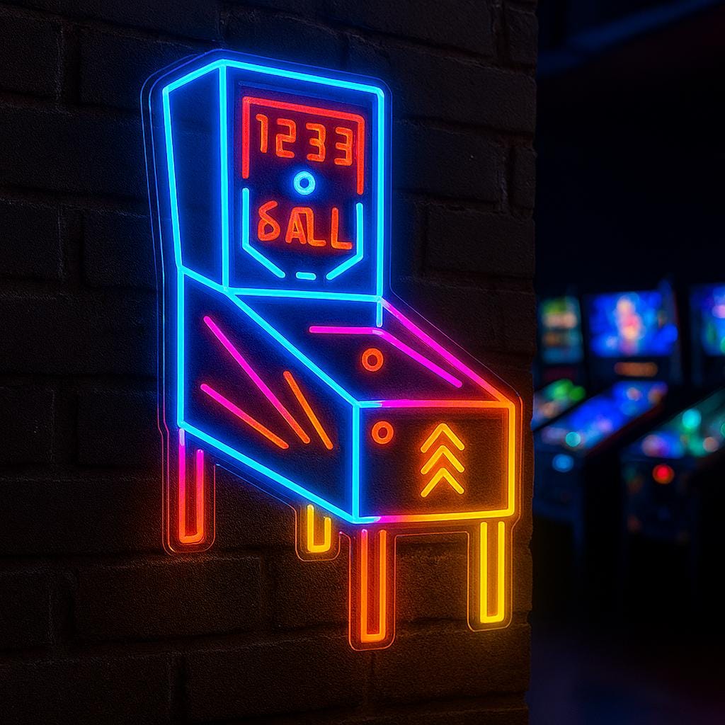 Virtual Pinball Machine Neon Sign. Digital Pinball Led Sign. Digital ...