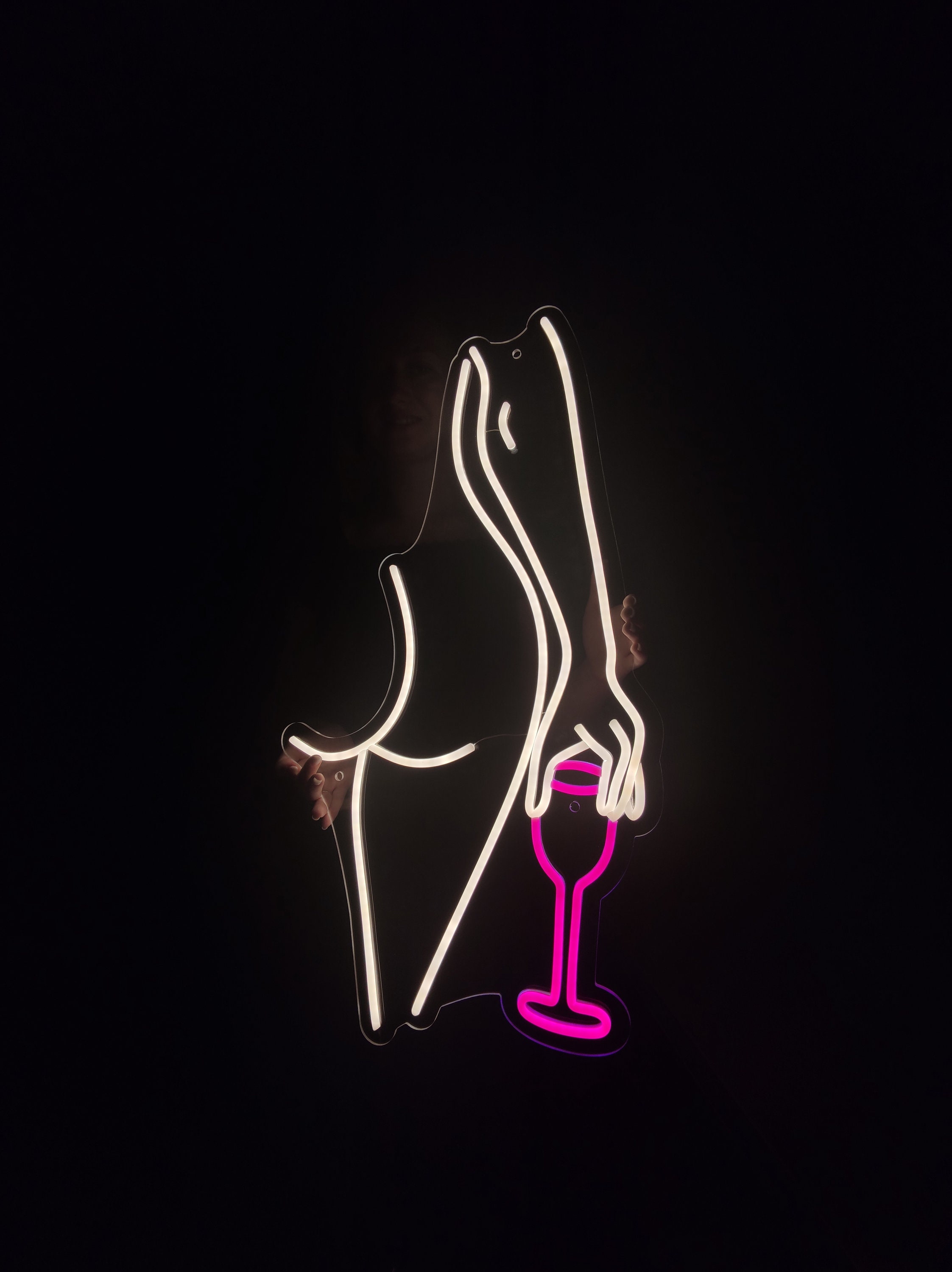 Sexy Woman With Wine Neon Sign, Sexy Girl Led Light, Female Body