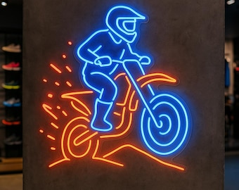 Motocross Neon Sign. Motocross Tracks and Clubs Light. Motorsports Equipment Stores Led Sign. Gift Idea for a Racer.
