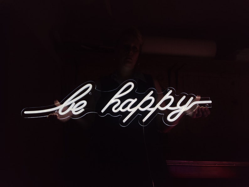 Happy Led Sign Be Happy Neon Sign, Happiness Led Sign, Happy Led Light, Custom Bar Led ...