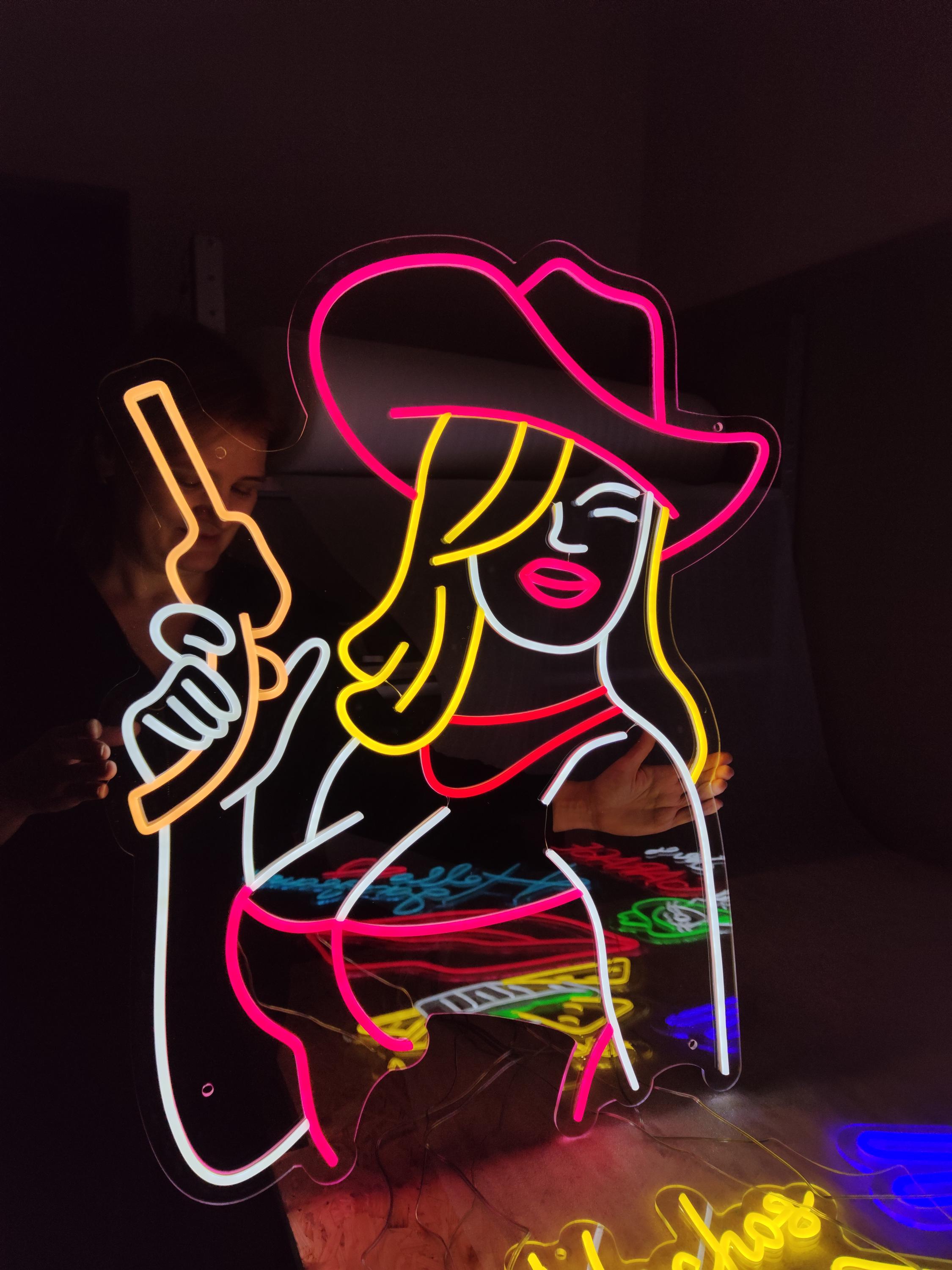 Cowgirl Neon Sign, Custom Western Led Decor, Cowboy Party Decor