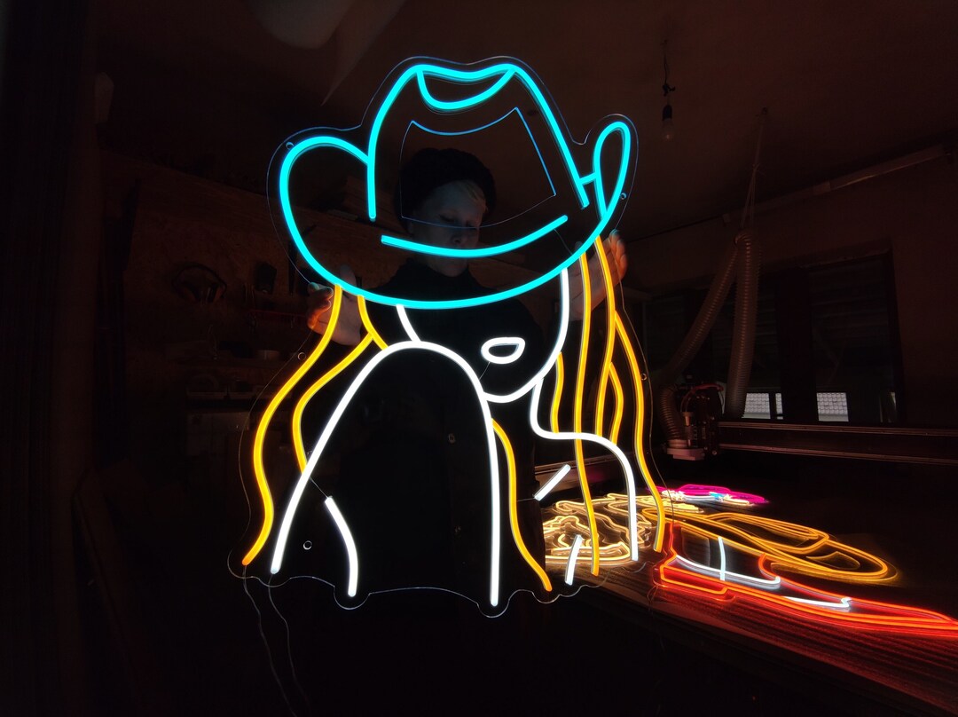 Cowgirl Neon Sign Girl in a Cowboy Hat Led Neon Light Woman - Etsy