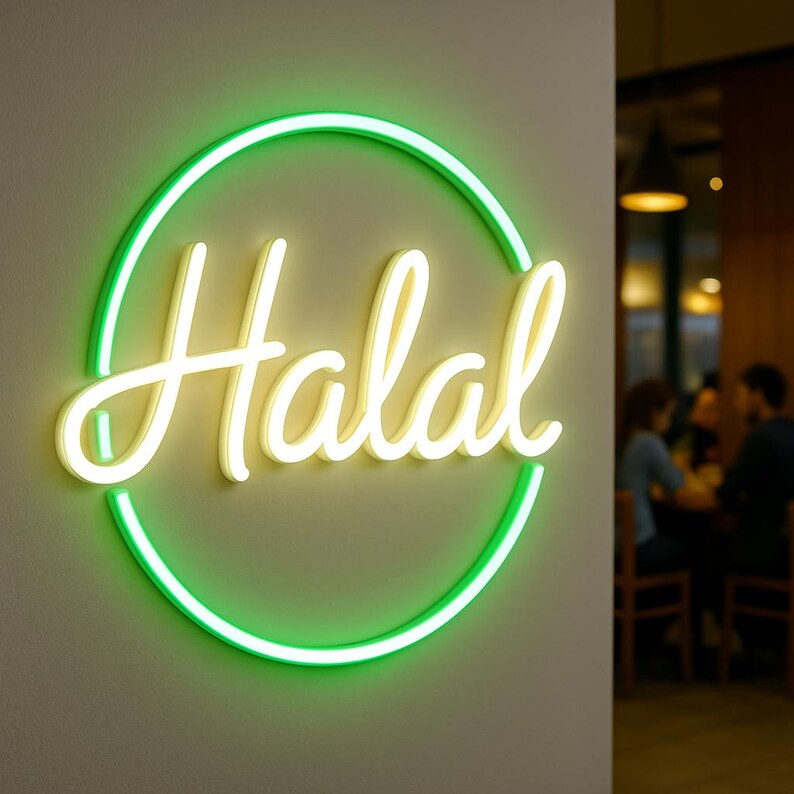 Halal Neon Sign. Restaurant Light. Halal Kitchen Led Sign. Gift Idea ...