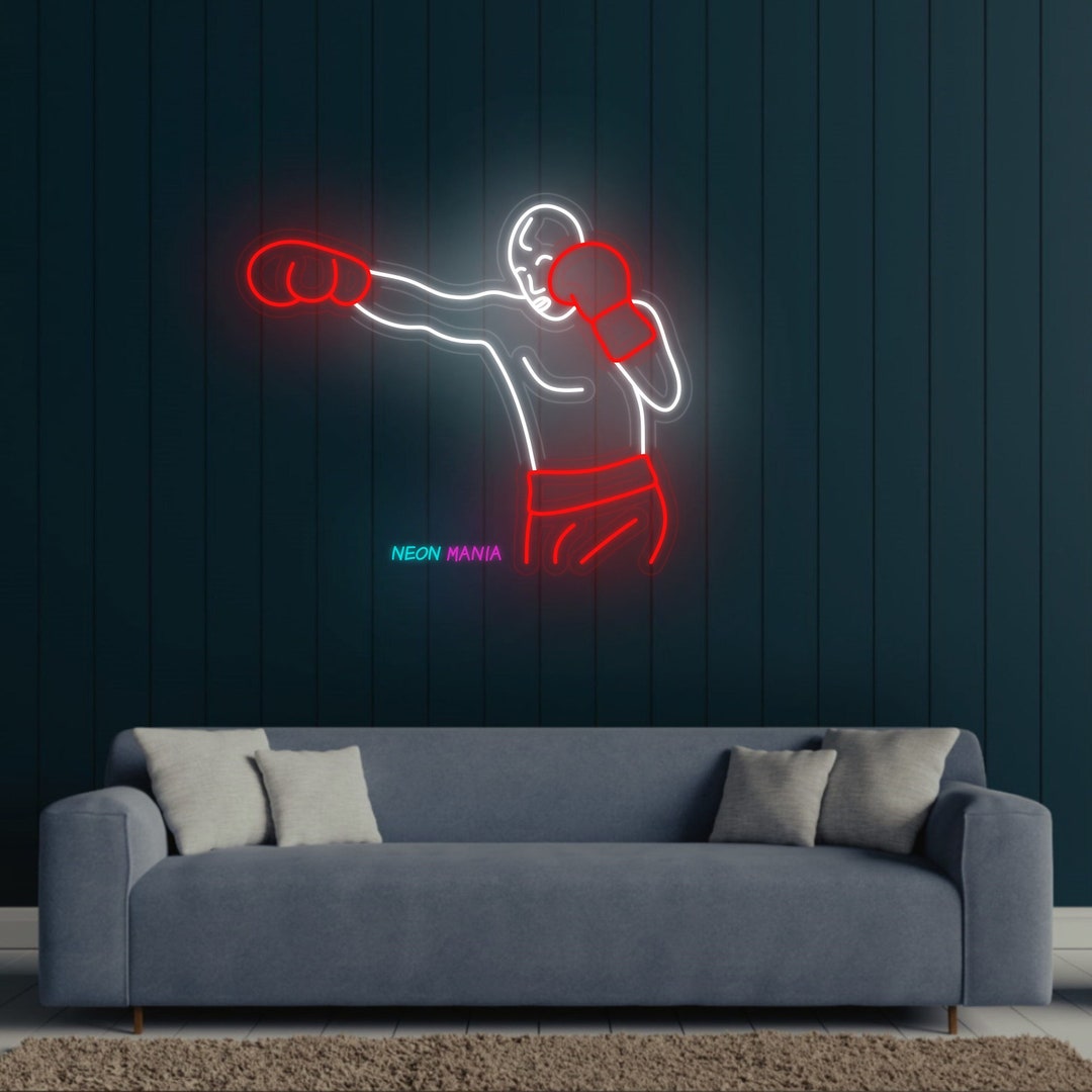Boxer Neon Sign Muay Thai Led Sign Kickboxer Neon Led Sign - Etsy