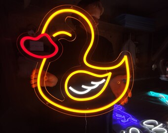 Targa Led Neon A Forma Di Anatra Con Skateboard - Luce Regolabile USB - Decorazione Parete Per Camera E Soggiorno