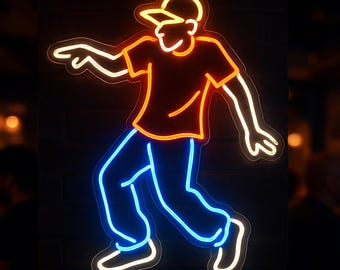 Break Dancer Neon Sign, Hip Hop Dancing Neon Light, Dance Studio