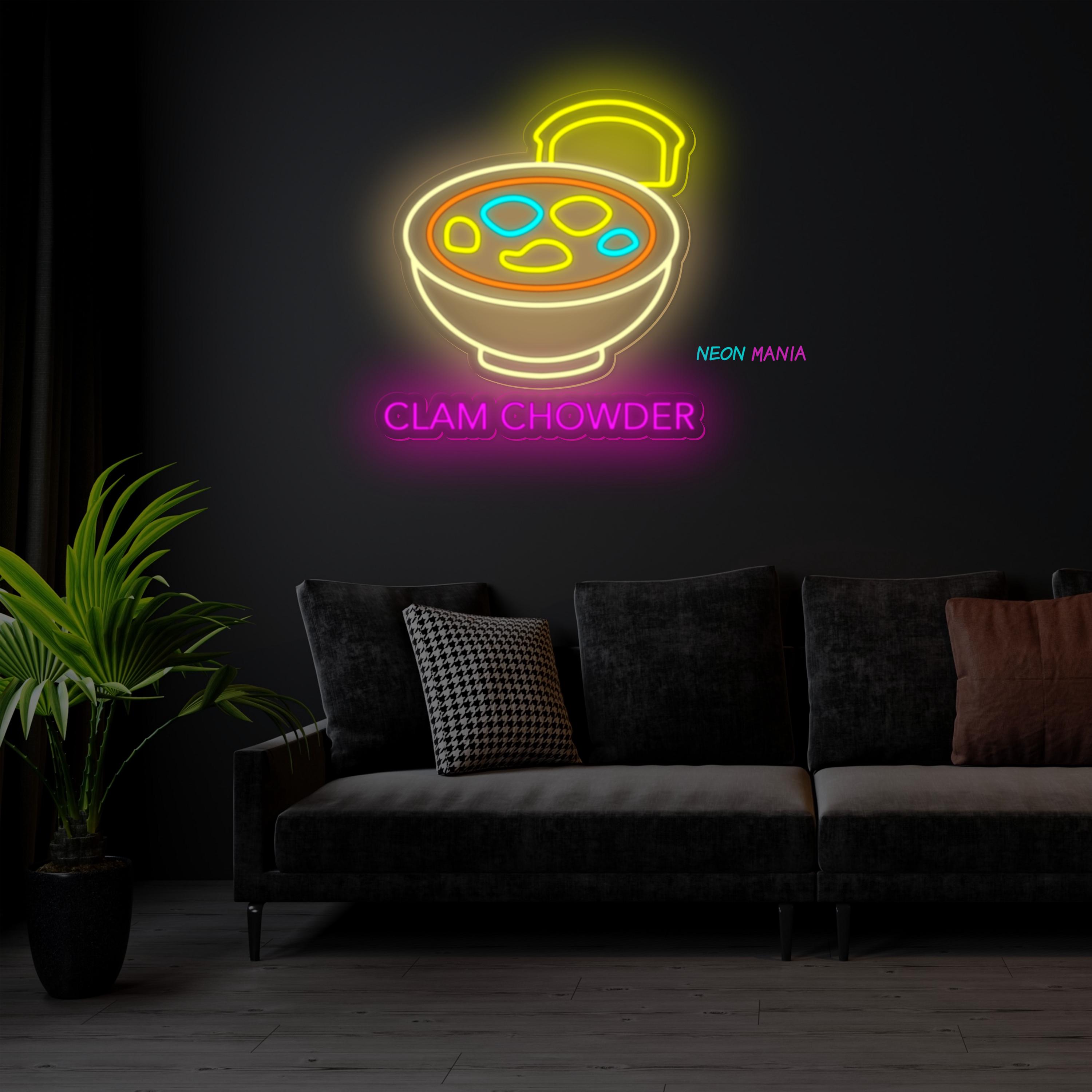 Chowder Led Light Clam Chowder LED Neon Sign. Restaurant Decor. Seafood Led Sign. Dish ...