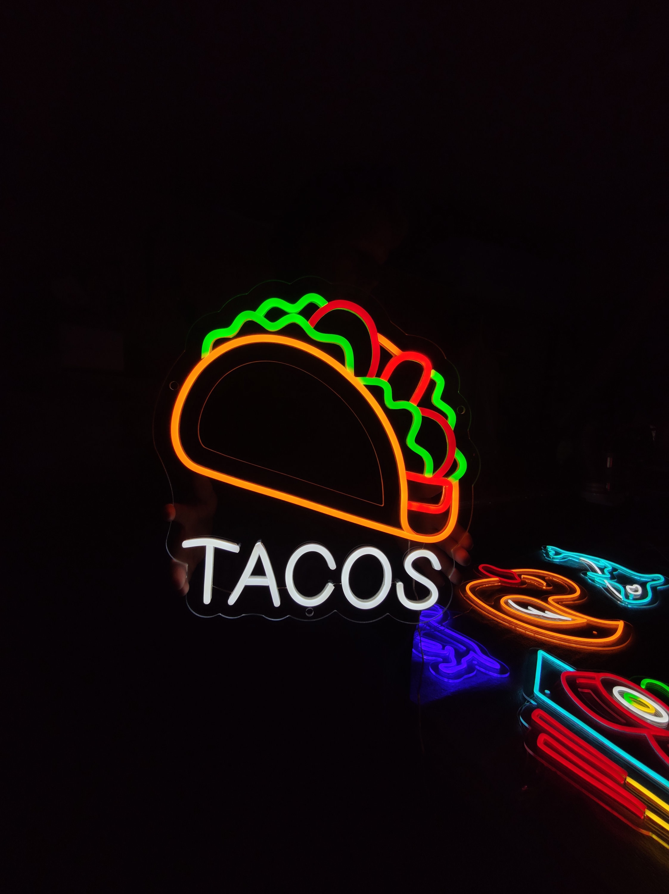 タコス ネオンサイン、タコス LED ライト、メキシコ料理ネオン