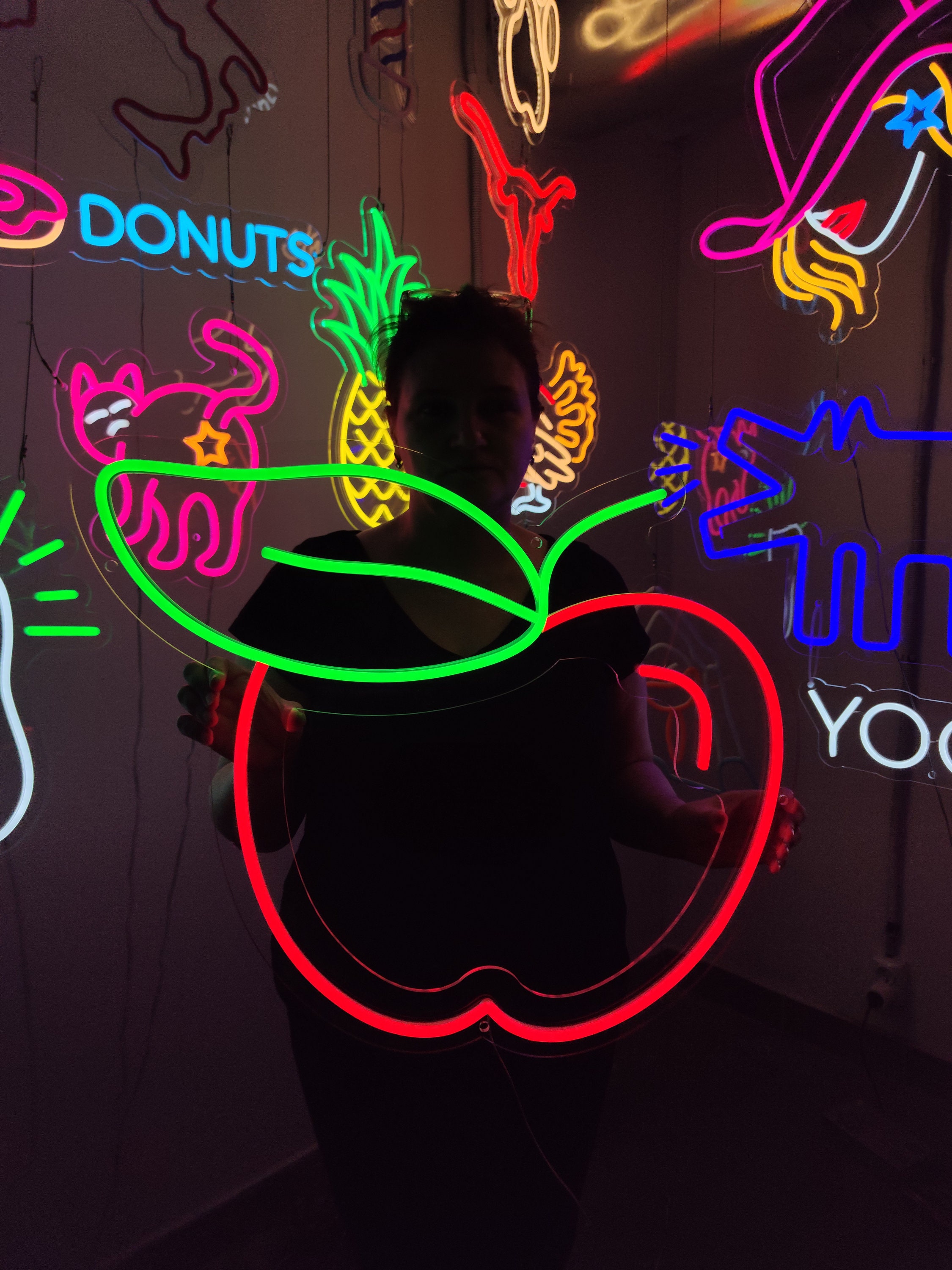 Insegne Luminose Lampada Al Neon A LED Con Frutta, A Forma Di Ciliegia, Pesca, USB, Alimentato A Batteria, Arte Da Parete Per Decorazioni Per Feste In Negozio (Taglia : UN