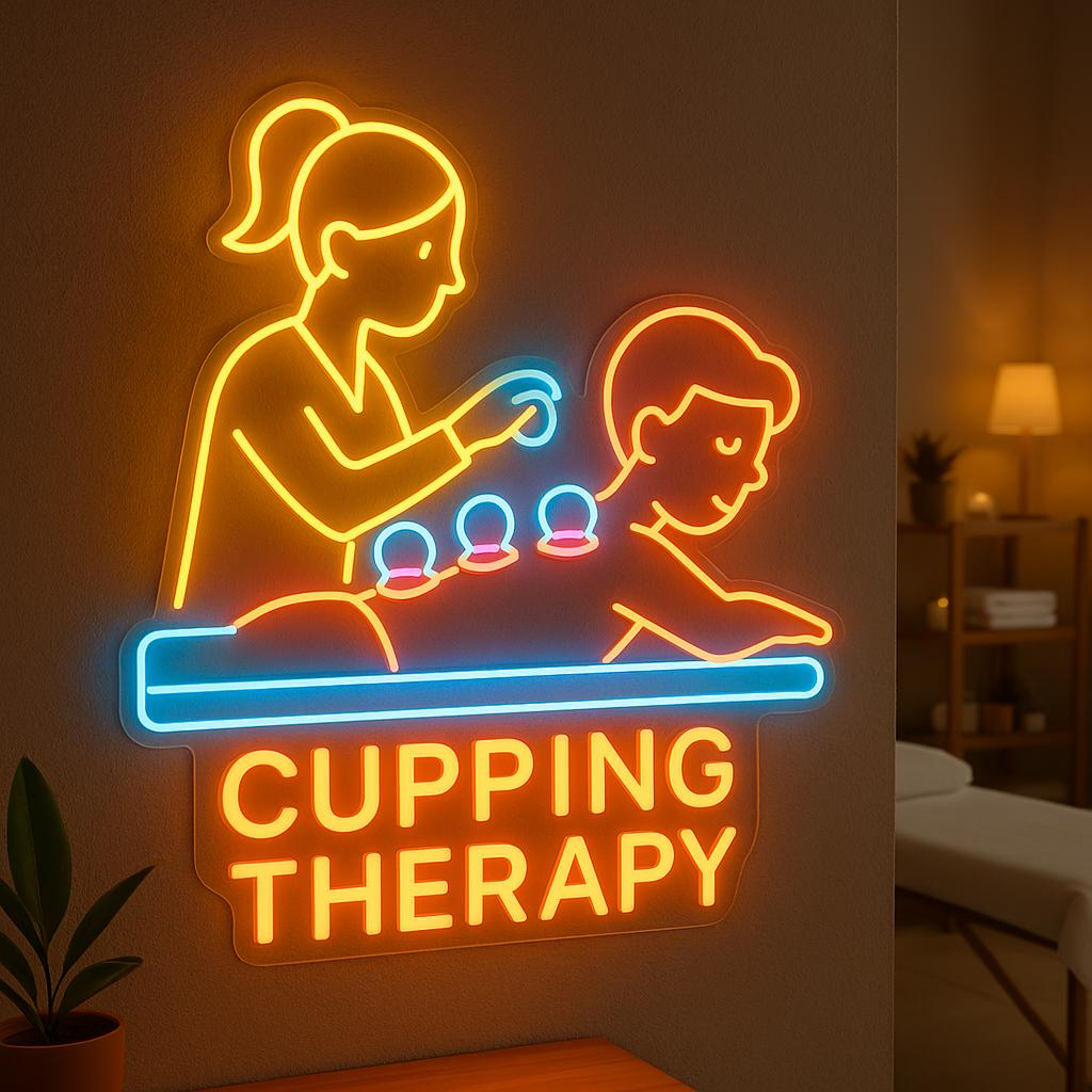 Cupping Therapy Neon Sign. Massage Cupping Therapy Led Sign. Massage ...