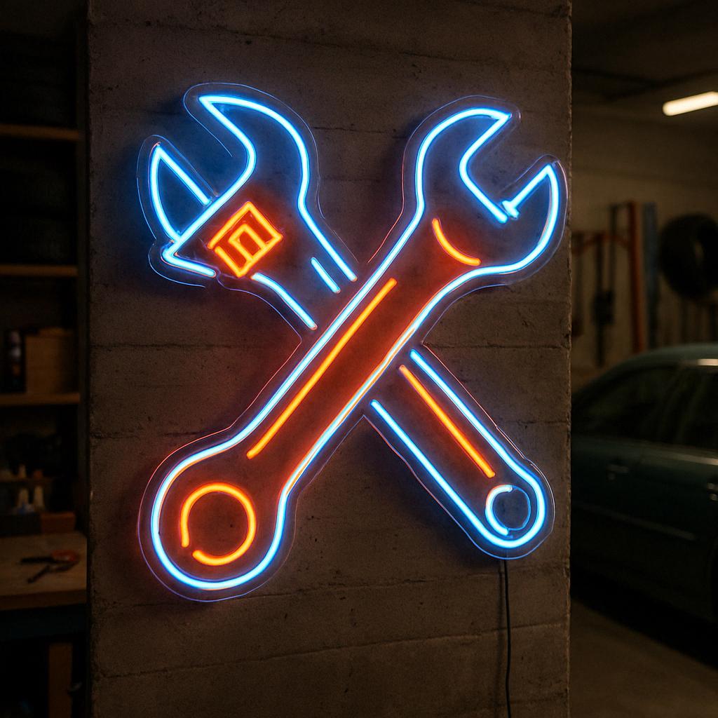 Maintenance Service Light Wrench Neon Sign. Gear Wrench Led Light. Repair Service Light Sign ...