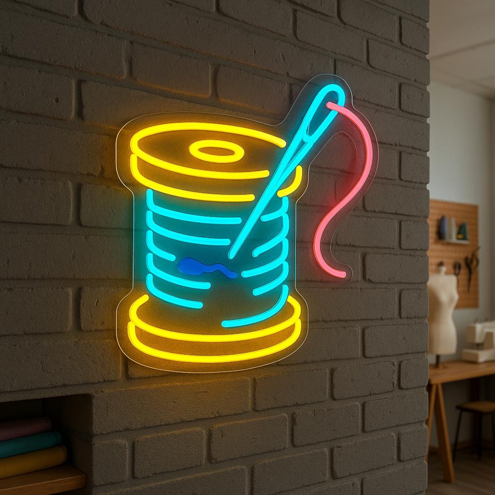 Sewing Thread Signs Spool of Thread Neon Sign. Gift Idea for Seamstress. LED Decor for ...