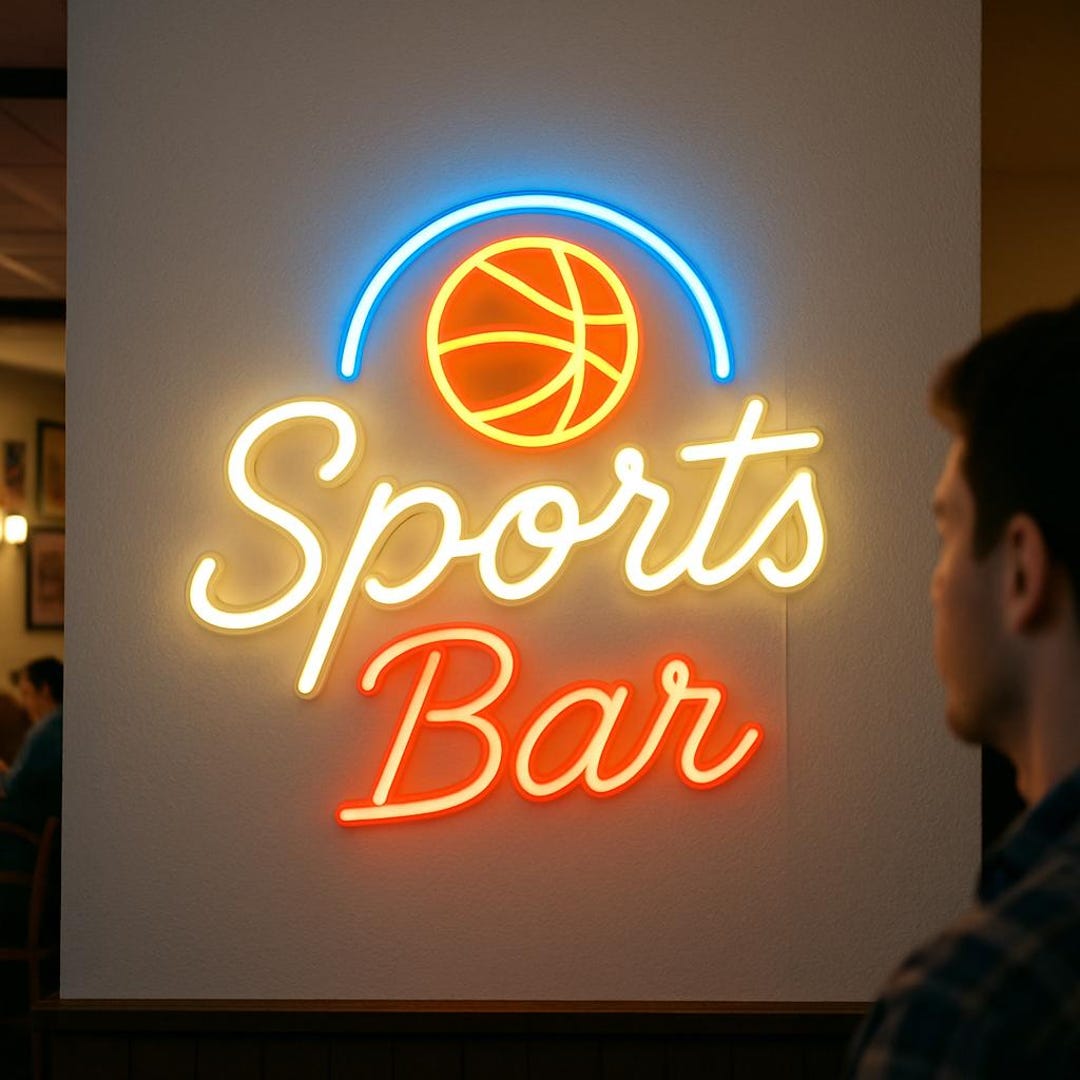 Sports Sign Sports Bar Neon Sign. Sports Light. Ball and Beer Mug Led Sign. Gift ...