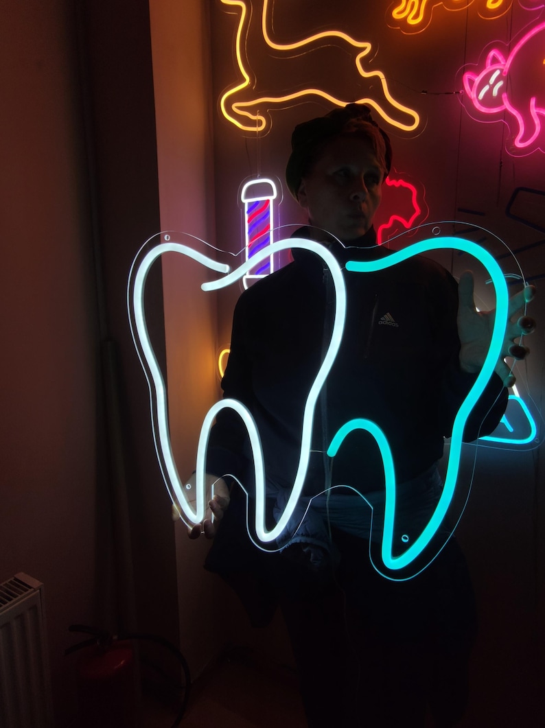 Tooth Neon Sign. Medicine Led Light. Dentist Night Light up Wall Decor ...