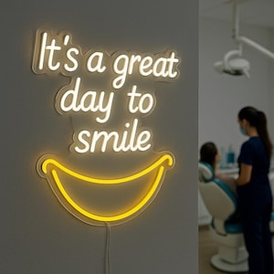 It&#39;s a Great Day to Smile Neon Sign. Dentistry LED Decor. Dentist Office Neon Sign. Dental Clinic Neon Decor.