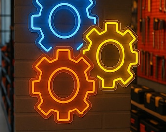 ギアネオンサイン。LED工具店装飾。メカニックネオン装飾。 - Etsy 日本