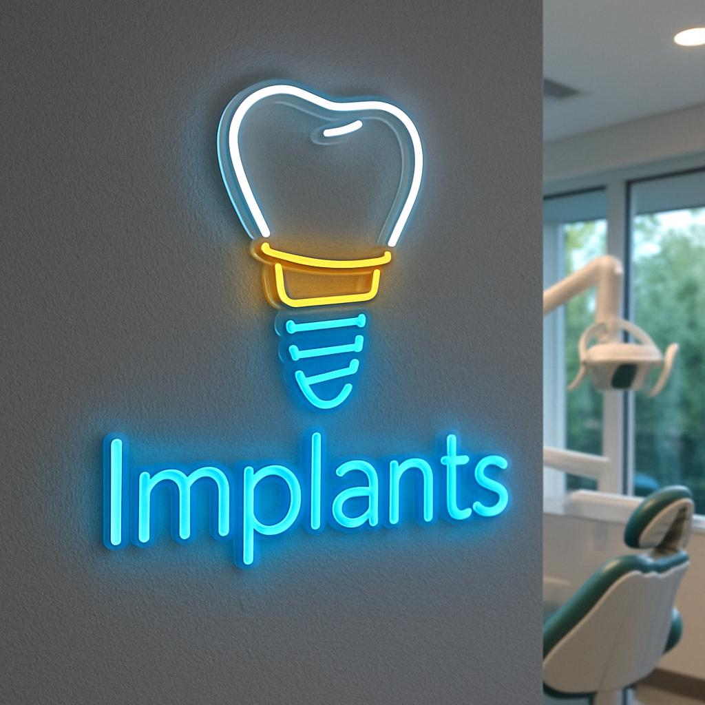 Tooth Implant Neon Sign. LED Hospital Decor. Dental Clinic Neon Decor ...