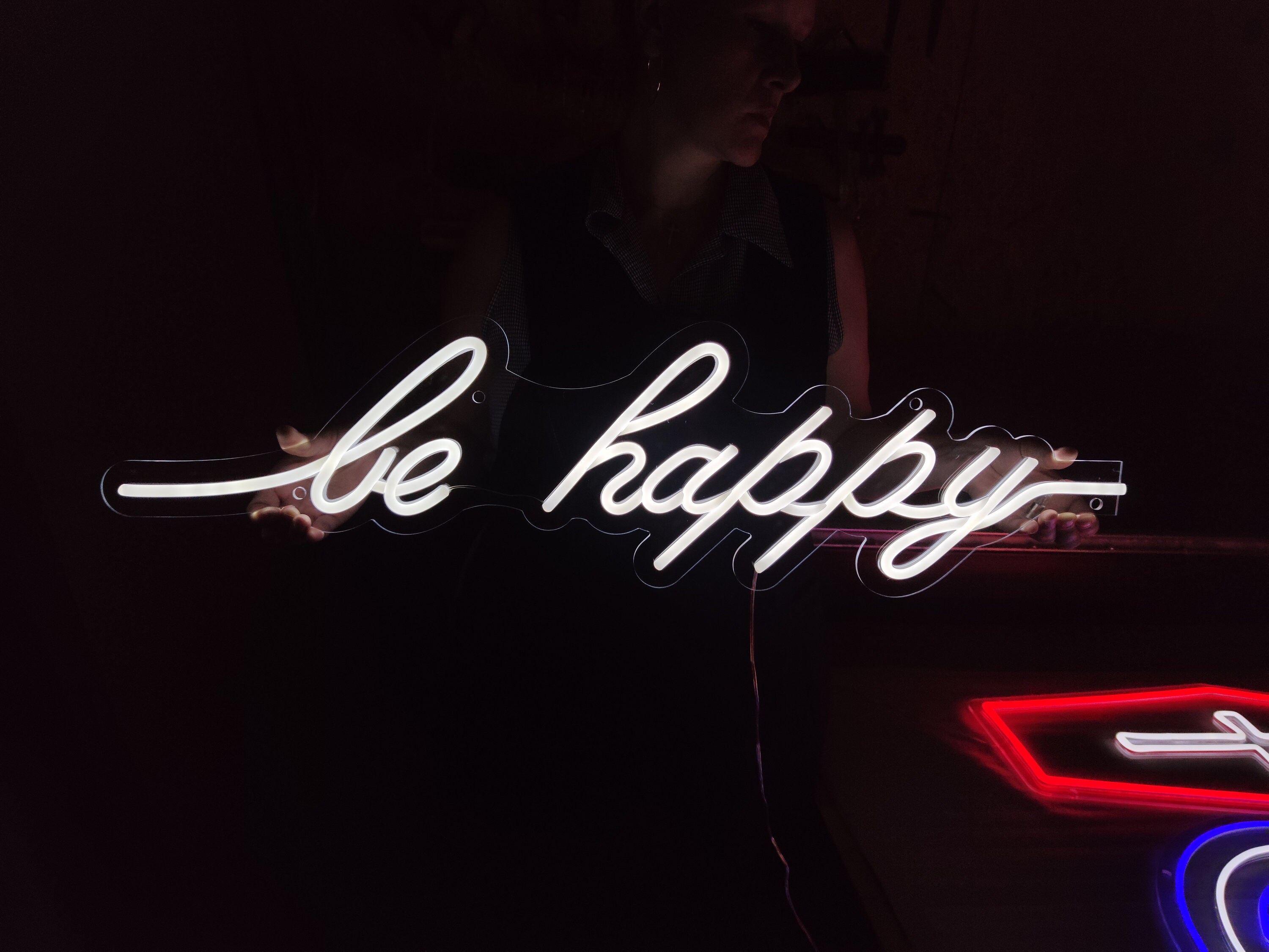 Happy Led Sign Be Happy Neon Sign, Happiness Led Sign, Happy Led Light, Custom Bar Led ...