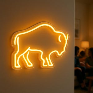 Buffalo neon sign, bull neon led light sign, custom light up decor for bedroom, shops, salons