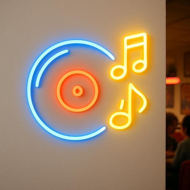 Vinyl Record Neon Sign. Recording Studio Light. Vinyl Record Stores Led ...