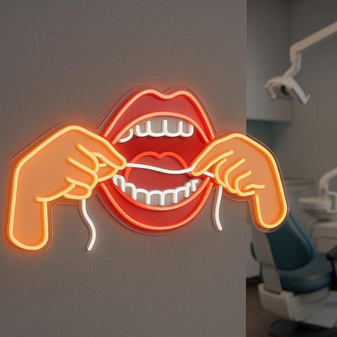 Floss Sign Neon Dental Floss Sign. Dental Clinic Decor. Dentist Gift Idea. Dental ...