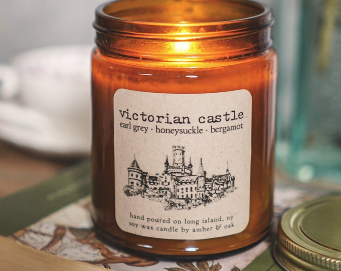 Victorian Castle Soy Candle, Earl Grey Vegan Soy Wax Candle, Earl Grey