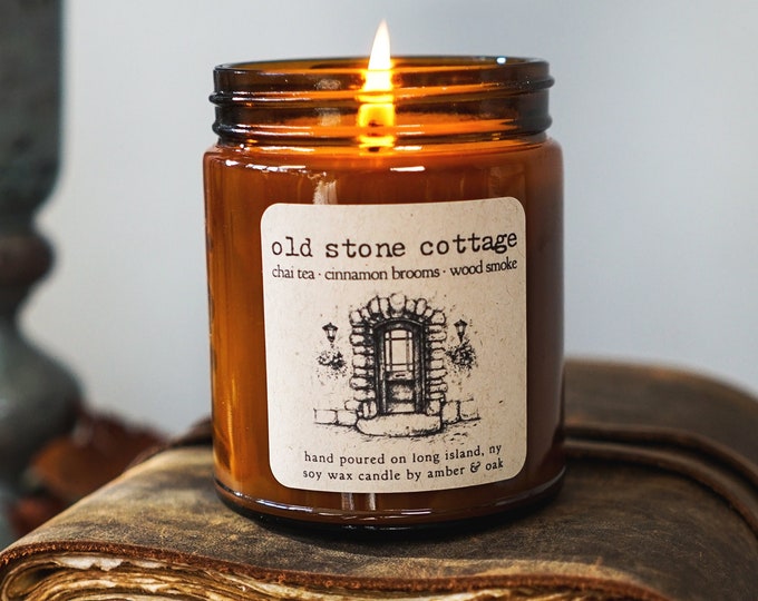 Old Stone Cottage Soy Candle Storybook Candle Cinnamon Chai Woodsmoke