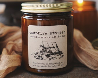 Campfire Stories Soy Candle, Toasted Marshmallow Bonfire Candle, Fireside Candle, Camping Candle, Camping Gift, Smores Candle, Summer Candle