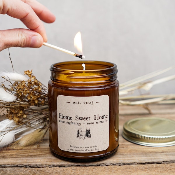 New Home Soy Candle | Housewarming Gift for New Homeowner | Home Sweet Home Candle | Home Owner Personalized Candle | First Home