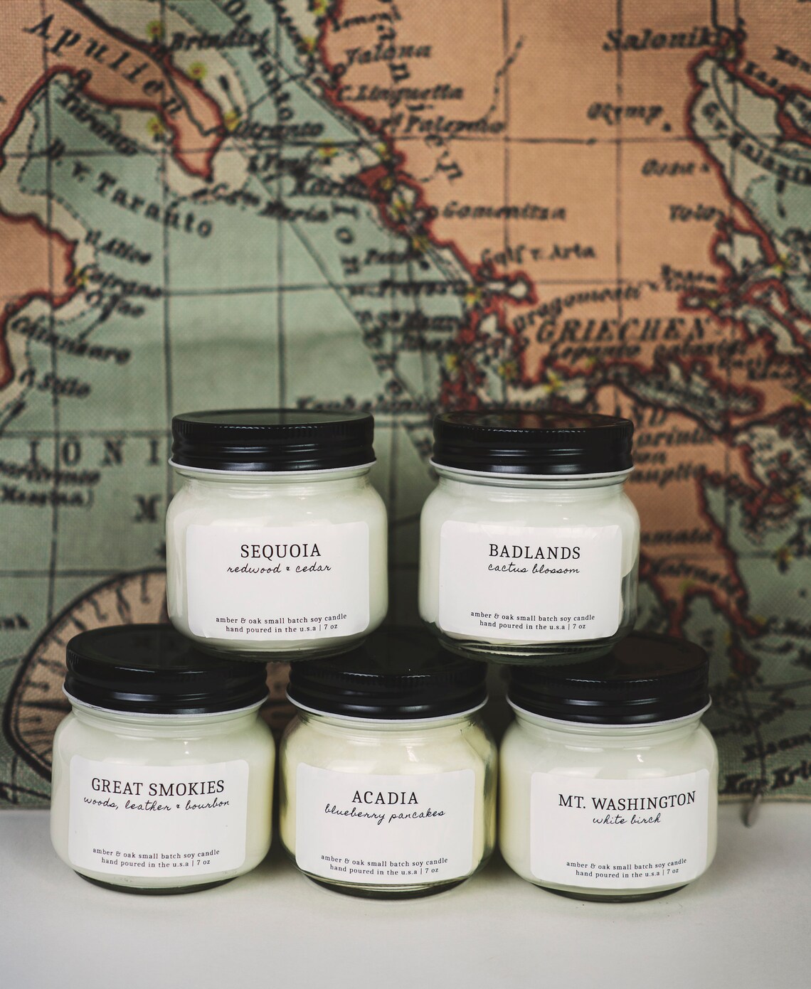 Great Smoky Mountains Candle Balsam Leather Bourbon Handmade Etsy