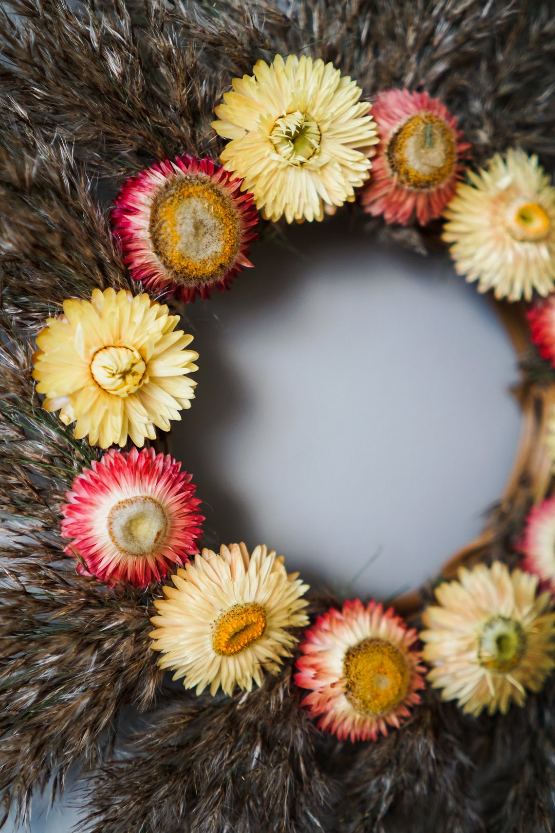 Small Fluffy Dried Strawflower Wreath Boho Nursery Decor Etsy