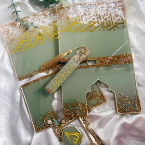Quran holder stand Complete Eid Gift Set | Quran Rectangular Stand | Sage Green Quran Holder