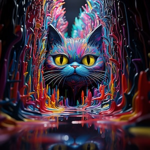 Cool Cat | Digital Art Print, Wall Art, AI Generated, AI Art, Digital Download, Home Decor, Printable |Trippy AI Art |