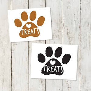 Pet Treats Decal,  Cat or Dog Treat Decal, Pet Paw Decal