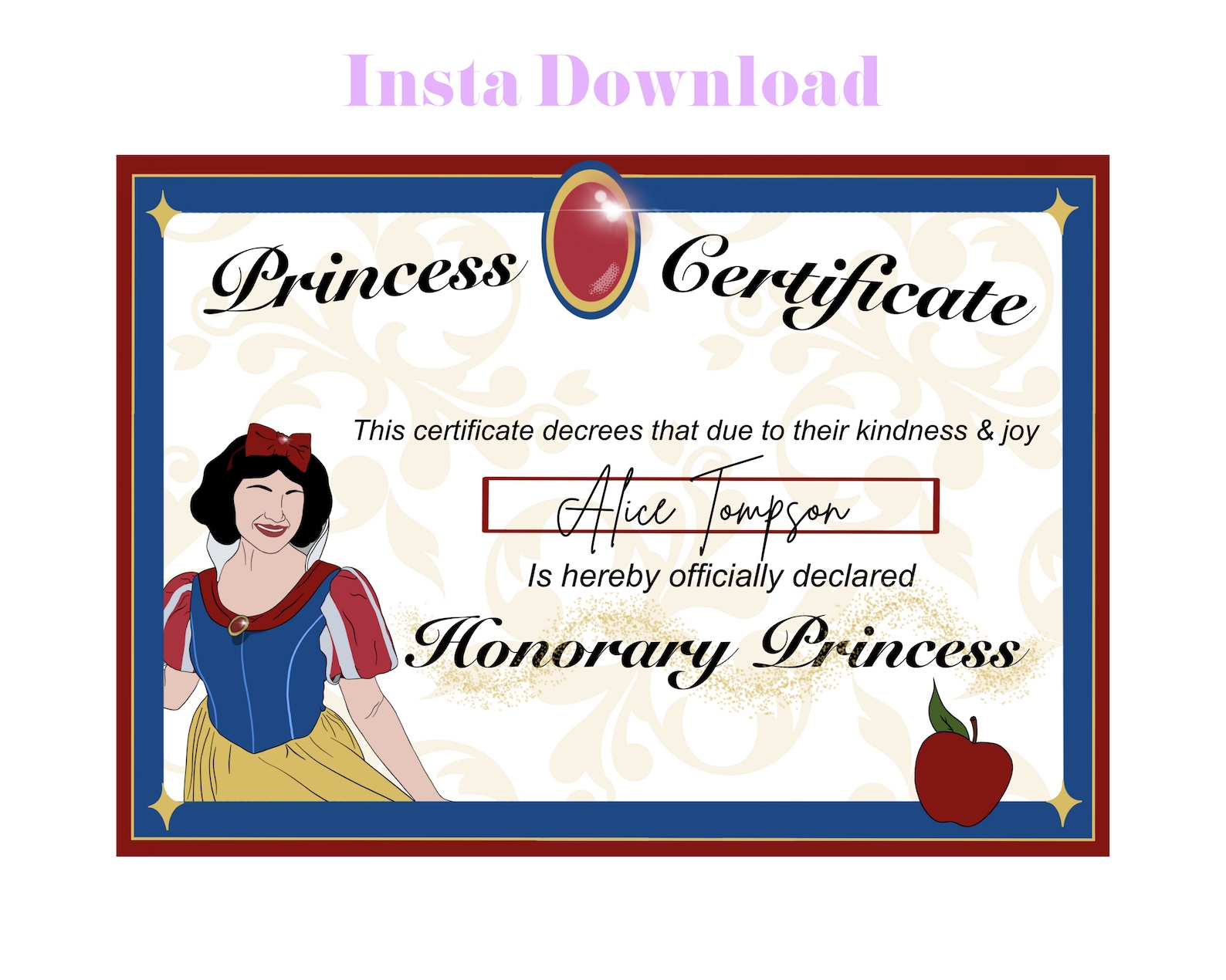 SNOW Princess Certificates Instant Download Printable's | Etsy