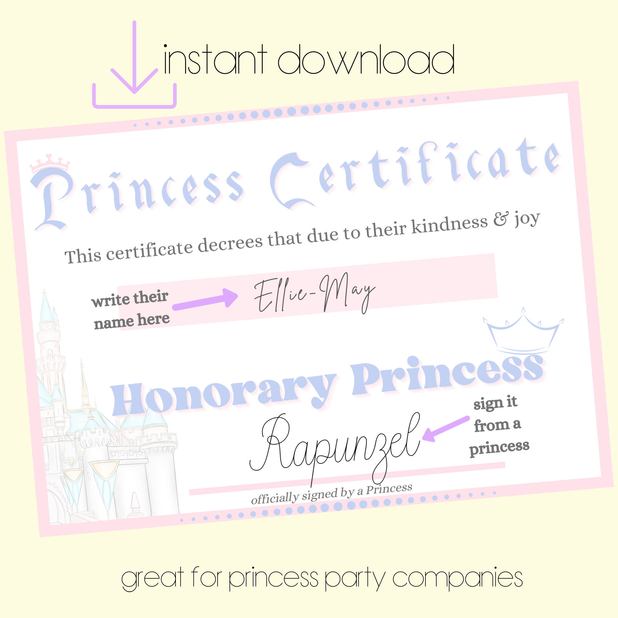 Princess Certificates Instant Download Printable's | Etsy