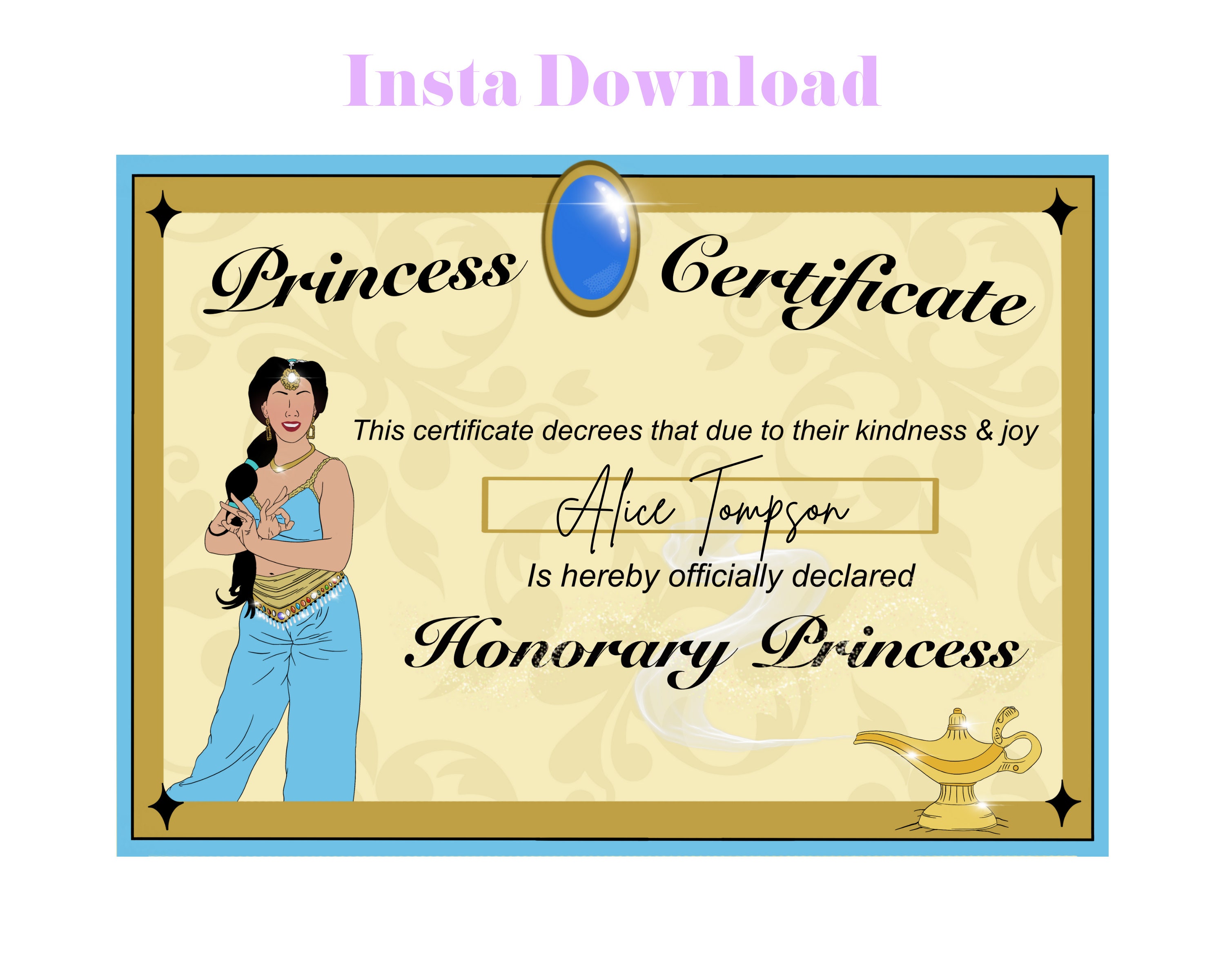 JAZ Princess Certificates Instant Download Printable's | Etsy