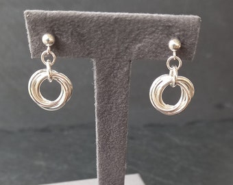 Mobius stud earrings, sterling silver, stud earrings,