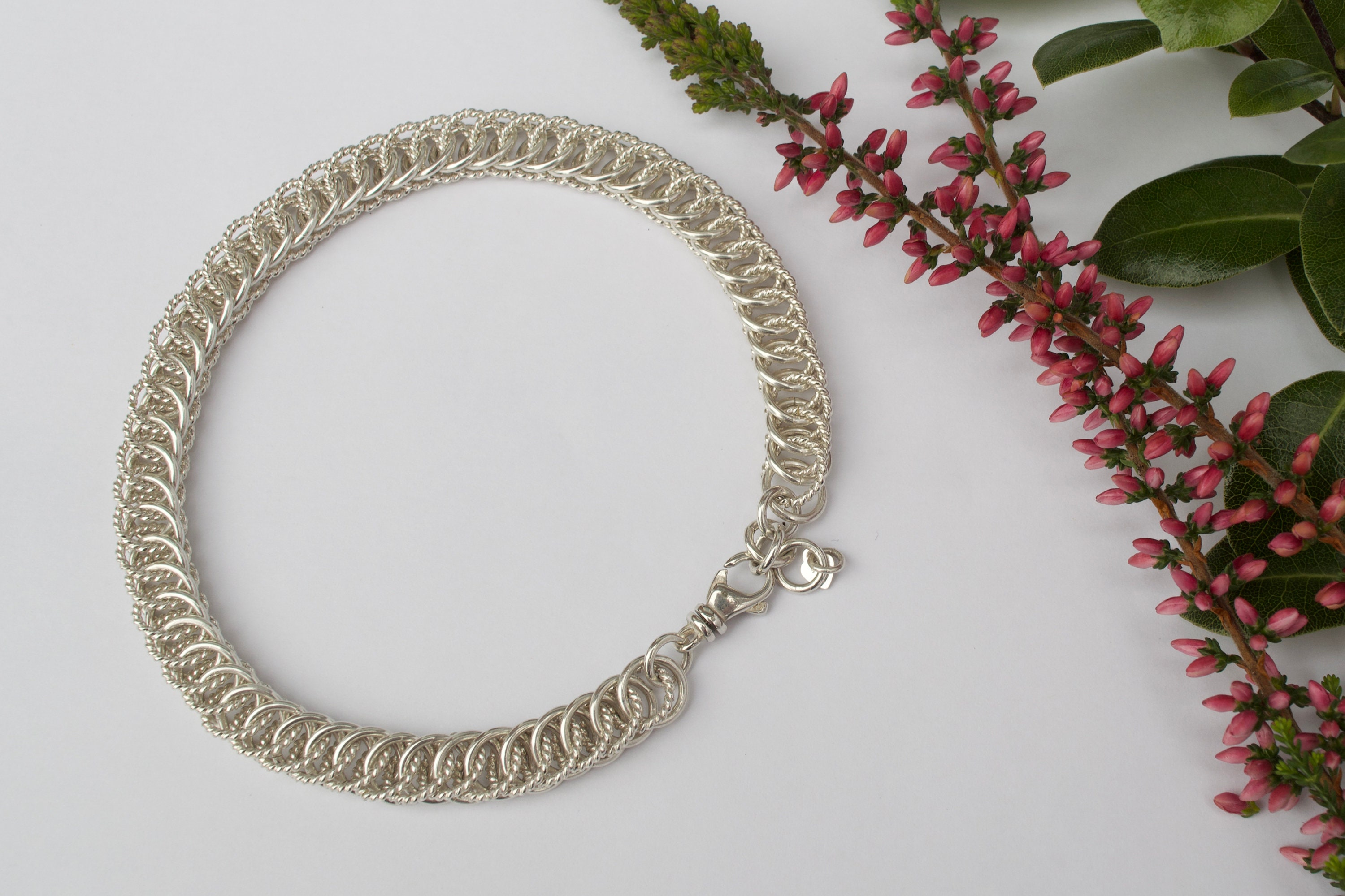 Silver Bracelet, Half Persian Bracelet - Narrow, Chainmaille