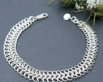 Silver bracelet, Chain Maille bracelet, silver link bracelet, perfect gift