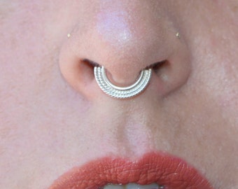Tribal septum, Silver septum, big septum ring ,nose ring, piercing, Indian nose ring, Nose Hoop, nostril ring, helix, tragus, rook
