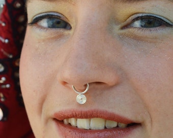 septum piercing, Septum ring, spiral jewelry, spiral septum, Silver septum,  helix, piercing, nostril ring, tragus, earrings, spiritual