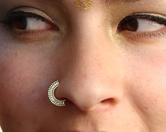 Silver nose ring, Tribal nose ring,  Indian nose ring, septum ring, piercing, nose ring, Nose Hoop, nostril ring, helix, tragus